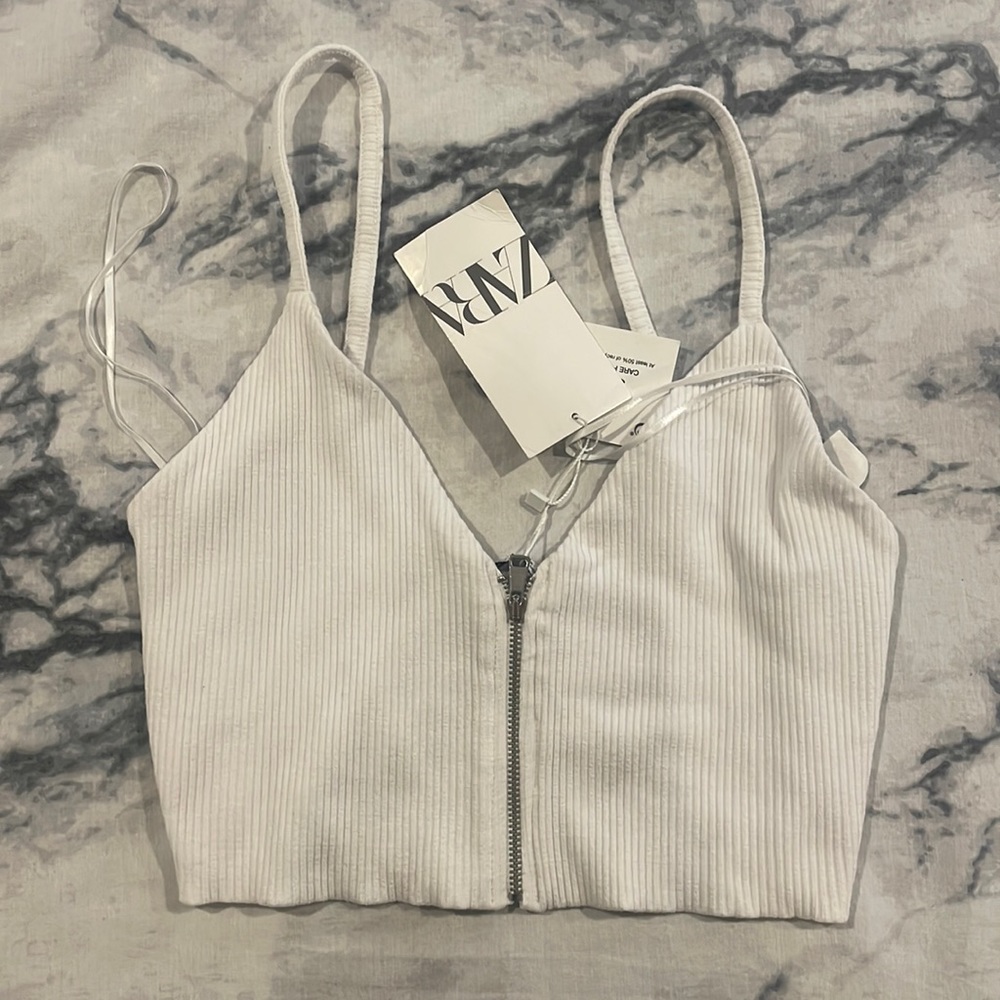 White zipper crop top tank - Brand new with tags. Never been worn